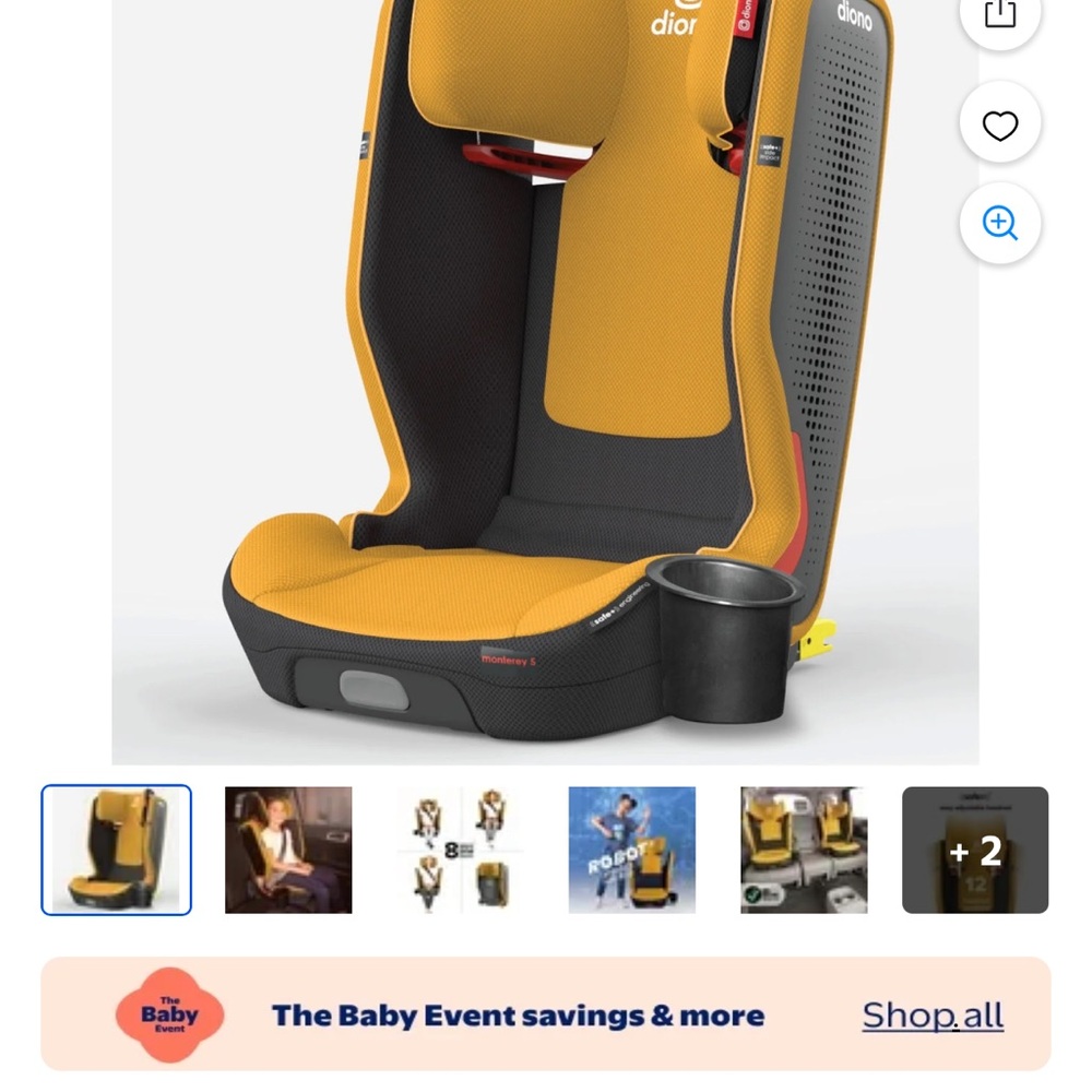 Diono Yellow and Gray Kids Booster Seat with Cup Holder